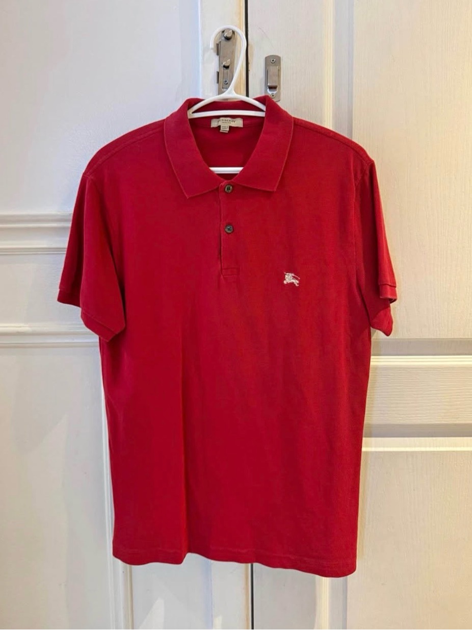 Burberry Red Polo Shirt With Embroidered Logo